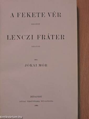 A fekete vér/Lenczi Fráter