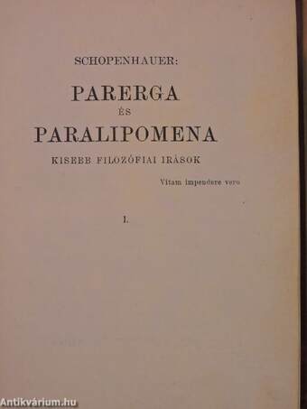 Parerga és Paralipomena I.