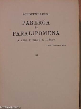 Parerga és Paralipomena III.