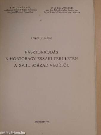 Pásztorkodás a Hortobágy északi területén a XVIII. század végétől