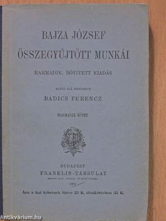 Bajza József összegyűjtött munkái III. (töredék)