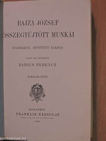 Bajza József összegyűjtött munkái III. (töredék)