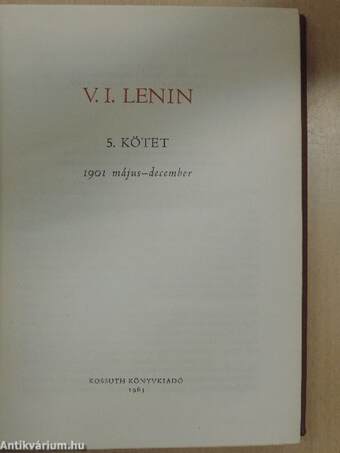 V. I. Lenin összes művei 5.