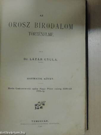 Az orosz birodalom történelme III. (töredék)