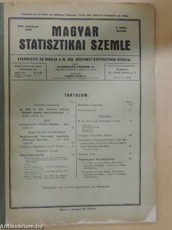Magyar Statisztikai Szemle 1943. január-december