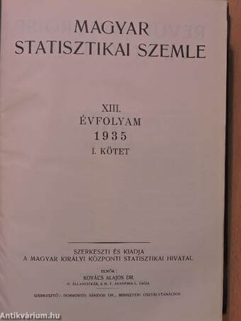 Magyar Statisztikai Szemle 1935. január-december I-II.