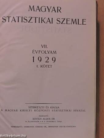 Magyar Statisztikai Szemle 1929. január-december I-II.