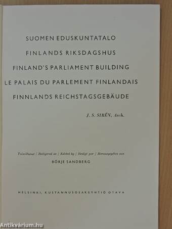 Suomen Eduskuntatalo/Finlands Riksdagshus/Finland's Parliament Building/Le palais du parlement Finlandais/Finnlands Reichstagsgebäude