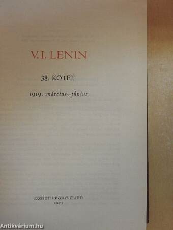 V. I. Lenin összes művei 38.