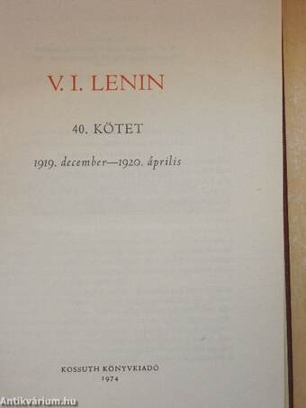 V. I. Lenin összes művei 40.