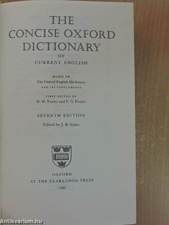 The Concise Oxford Dictionary of Current English