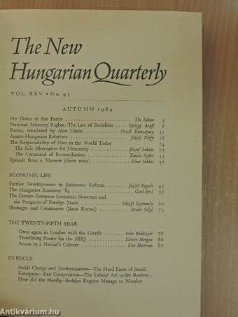 The New Hungarian Quarterly Autumn 1984.