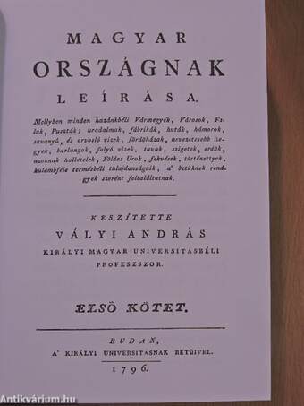 Magyar országnak leírása I-III.