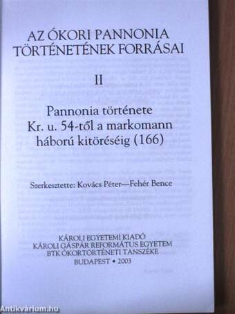 Pannonia története Kr. u. 54-től a markomann háború kitöréséig (166)