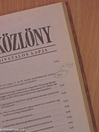 Magyar Közlöny 1993. április 1. - június 30. (nem teljes évfolyam)