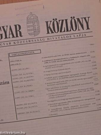 Magyar Közlöny 1993. október 1. - december 31. (nem teljes évfolyam)