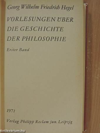 Vorlesungen über die Geschichte der Philosophie I-III.