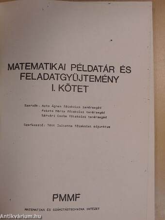 Matematikai példatár és feladatgyűjtemény I.