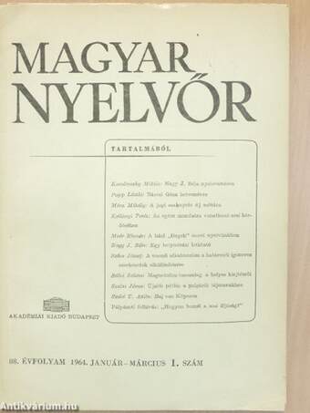 Magyar Nyelvőr 1964. január-december