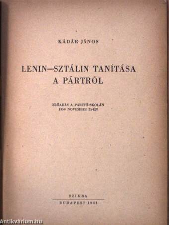 Lenin-Sztálin tanítása a Pártról