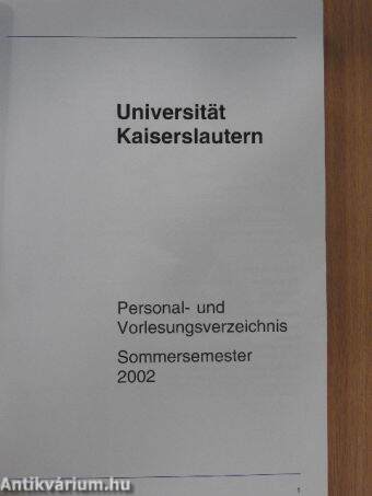 Personal- und Vorlesungsverzeichnis Sommersemester 2002