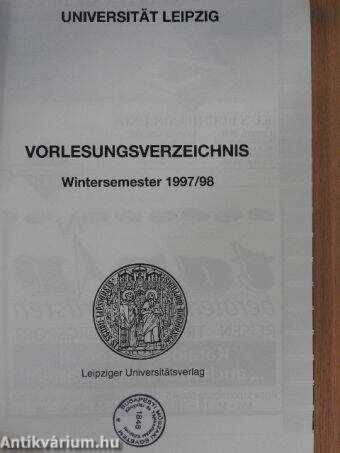 Vorlesungsverzeichnis Wintersemester 1997/98