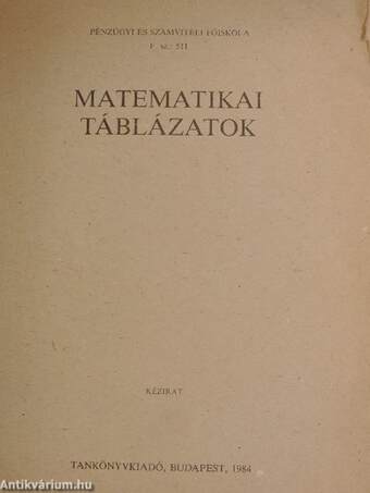 Matematikai táblázatok