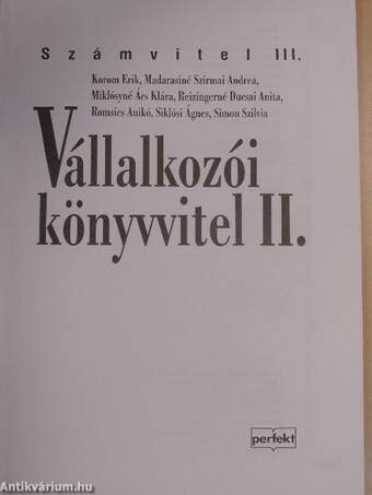 Vállalkozói könyvvitel II.