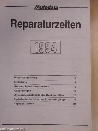 Reparaturzeiten für Verschleißreparaturen 1.