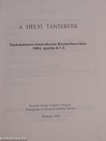 A helyi tantervek