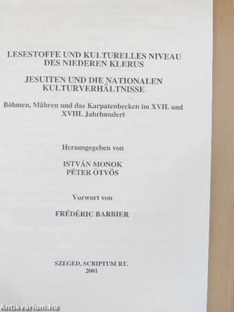 Lesestoffe und kulturelles Niveau des Niederen Klerus - Jesuiten und die nationalen Kulturverhältnisse