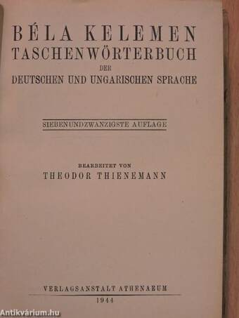 Kelemen Béla magyar és német zsebszótára I-II.