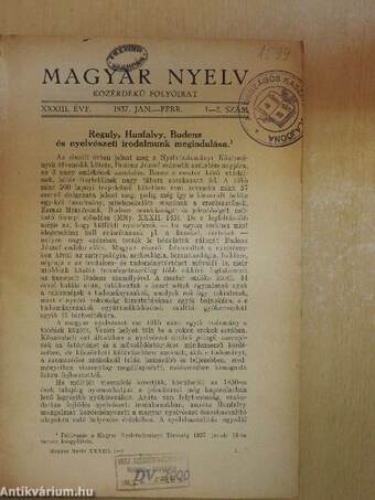 Magyar Nyelv 1937. január-június (fél évfolyam)