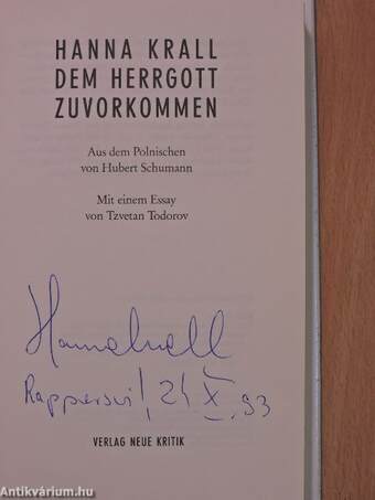 Dem Herrgott zuvorkommen (aláírt példány)