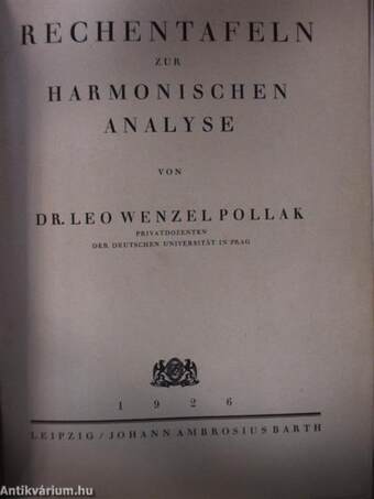 Rechentafeln zur harmonischen Analyse