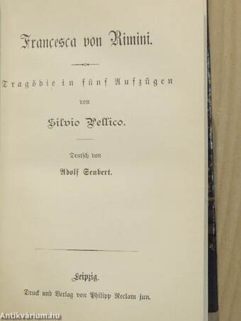 Őszi alkony álma/Francesca von Rimini (gótbetűs)/A bor és egyéb apróságok/Olasz elbeszélők tára I-II./Die Sonette/Olasz költőkből