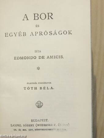 Őszi alkony álma/Francesca von Rimini (gótbetűs)/A bor és egyéb apróságok/Olasz elbeszélők tára I-II./Die Sonette/Olasz költőkből