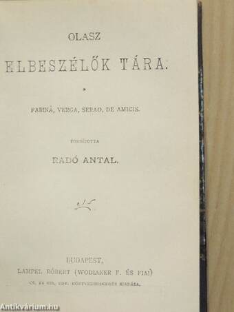 Őszi alkony álma/Francesca von Rimini (gótbetűs)/A bor és egyéb apróságok/Olasz elbeszélők tára I-II./Die Sonette/Olasz költőkből