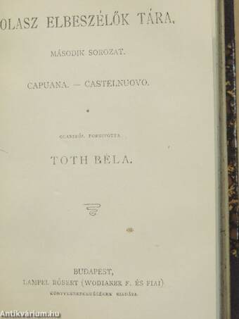 Őszi alkony álma/Francesca von Rimini (gótbetűs)/A bor és egyéb apróságok/Olasz elbeszélők tára I-II./Die Sonette/Olasz költőkből