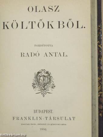 Őszi alkony álma/Francesca von Rimini (gótbetűs)/A bor és egyéb apróságok/Olasz elbeszélők tára I-II./Die Sonette/Olasz költőkből