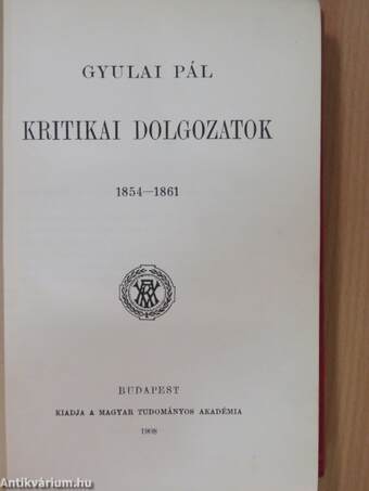 Kritikai dolgozatok 1854-1861