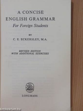 A Concise English Grammar for Foreign Students