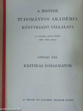 Kritikai dolgozatok 1854-1861