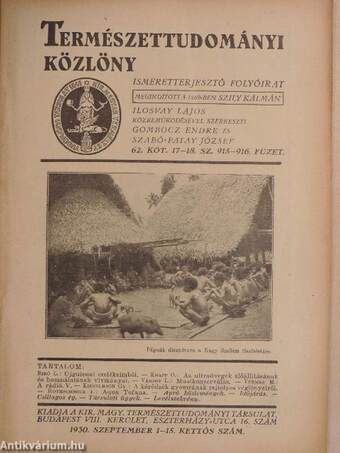 Természettudományi Közlöny 1930. szeptember 1-15.