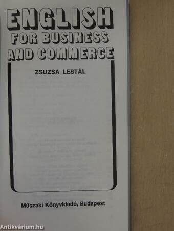 English for Business and Commerce