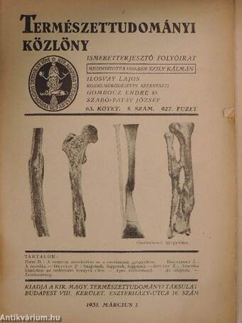 Természettudományi Közlöny 1931. március 1.