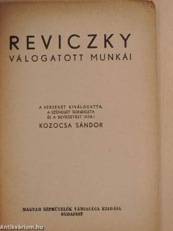 Reviczky válogatott munkái