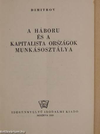 A háboru és a kapitalista országok munkásosztálya