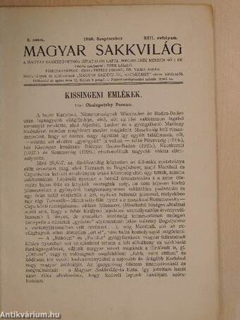 Magyar Sakkvilág 1928. szeptember