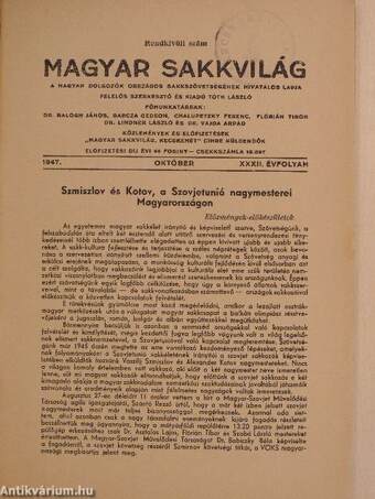 Magyar Sakkvilág 1947. október